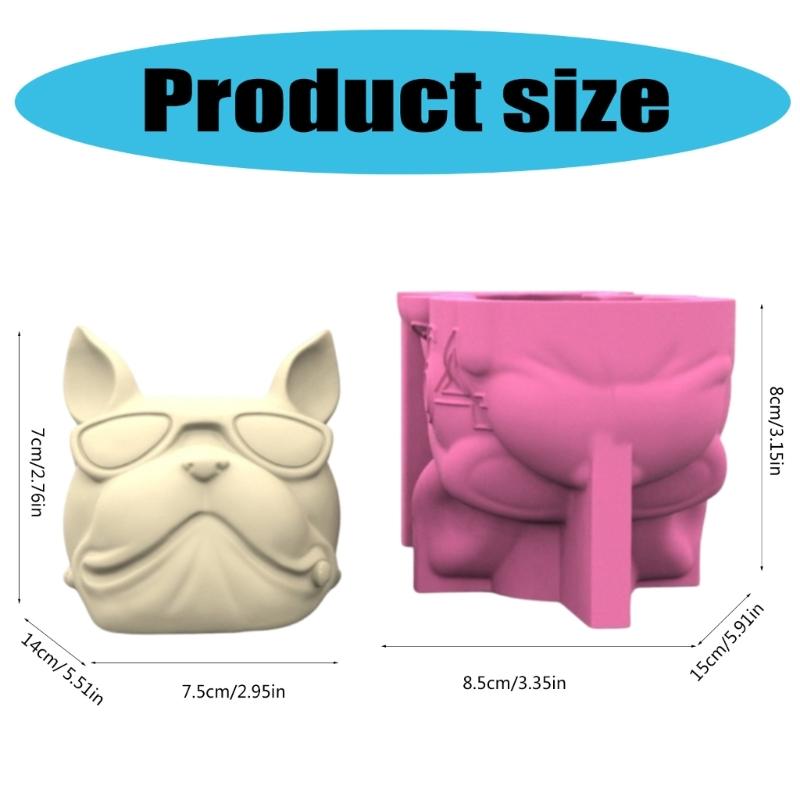 Easy Demold Silicone Mould Hand-Making Succulent Planter Moulds Bulldog Shape Suitable for Vases Concrete Pen Holder