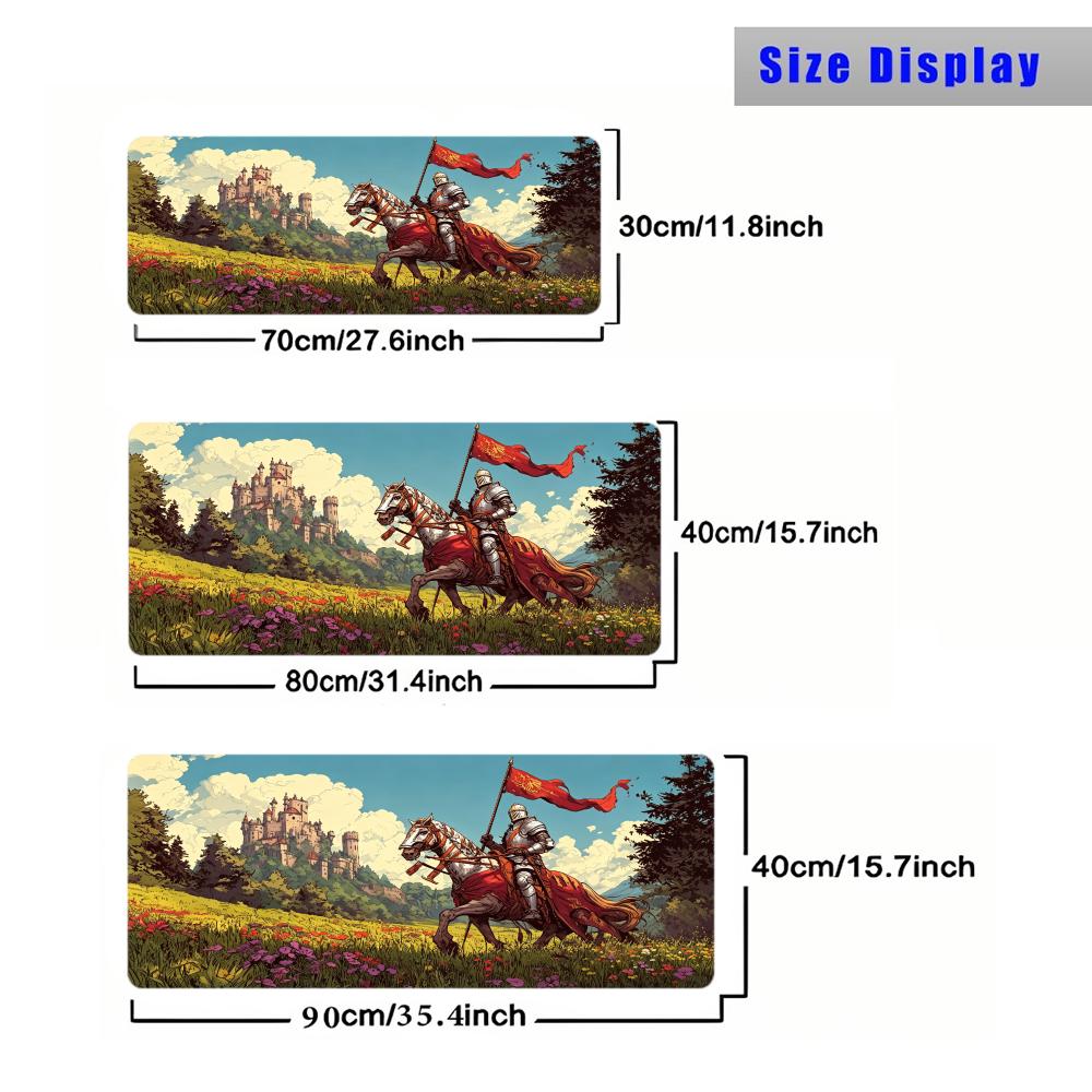 Mittelalterlicher Ritterburg Spielmatte Mauspade Spielmatte 24"X14" MTG TCG Schreibtischmatte für Arbeit Spiel PC Laptop Teppich Teppich Mauspade