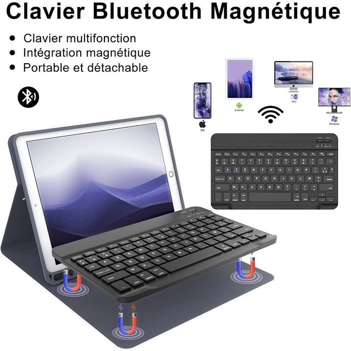 Coque Clavier pour iPad Air 3 10,5" / iPad Pro 10,5" - Cuir PU Violet avec Clavier + Souris + Stylet