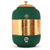 Half Hammered with Silk Finish Copper Water Pot In Green Color, Volume - 8 LTR.