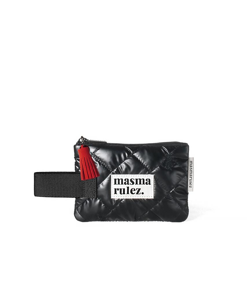 Masmarulez Mini Strap Pouch_Stitched Ribbon Quilt Black