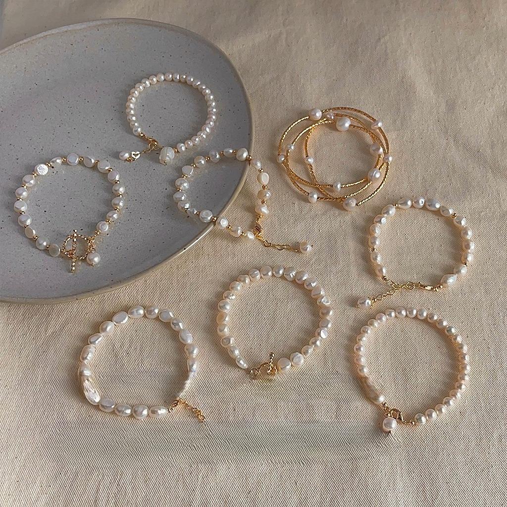 French Baroque Freshwater Pearl Bracelet Female Retro Niche Design Sense Bracelet Hand-made Gentle Temperament Jewelry