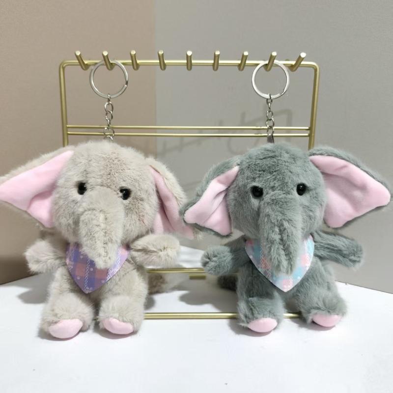 1Pcs Cartoon Elephant Stuffed Doll Keyring Soft Plush Toy Key Holder Bag Pendant Cute Elephant Keychain Backpack Hanging Decor