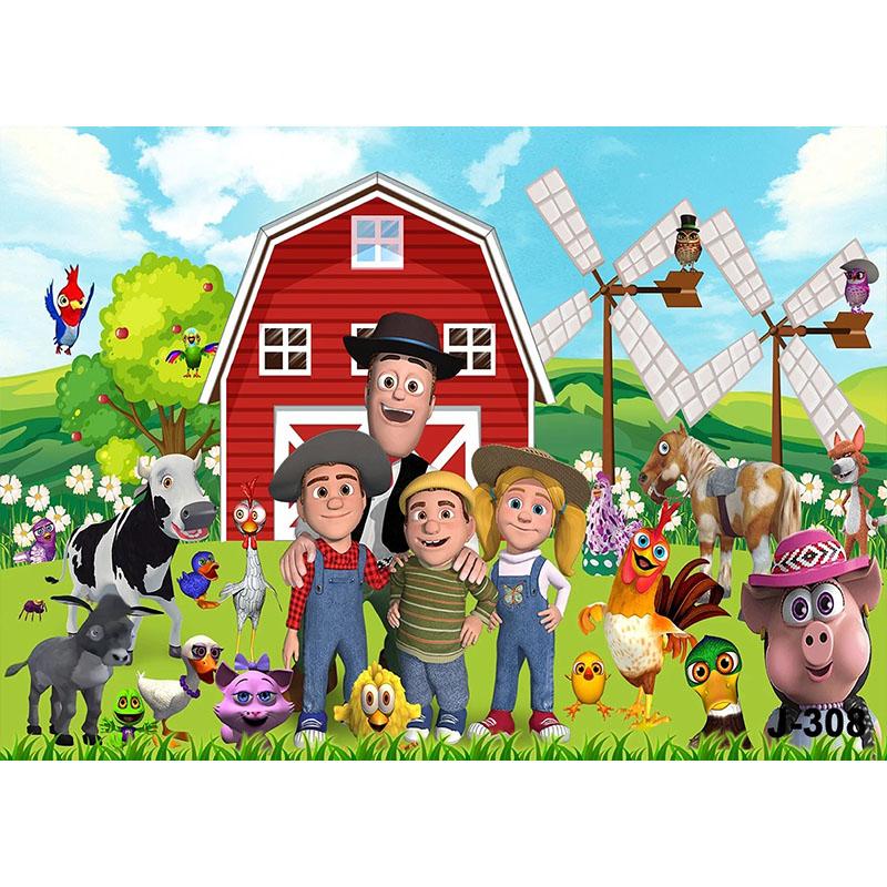 Yeşil Çimen Çiftliği Temalı La Granja De Zenon Arka Plan Parti Arka Planı Özel Dekore Edilebilir Çocuklar İçin 1. Doğum Günü Bebek Partisi Fotoğraf Arka Planı