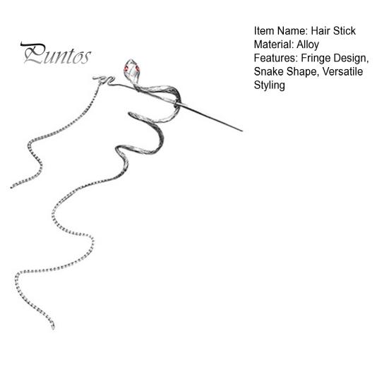 Hair Stick Fringe Design Snake Shape Ponytail Hairpin Glossy Finish Snake-shaped Hair Clip Photography Vacation Hair Accessory