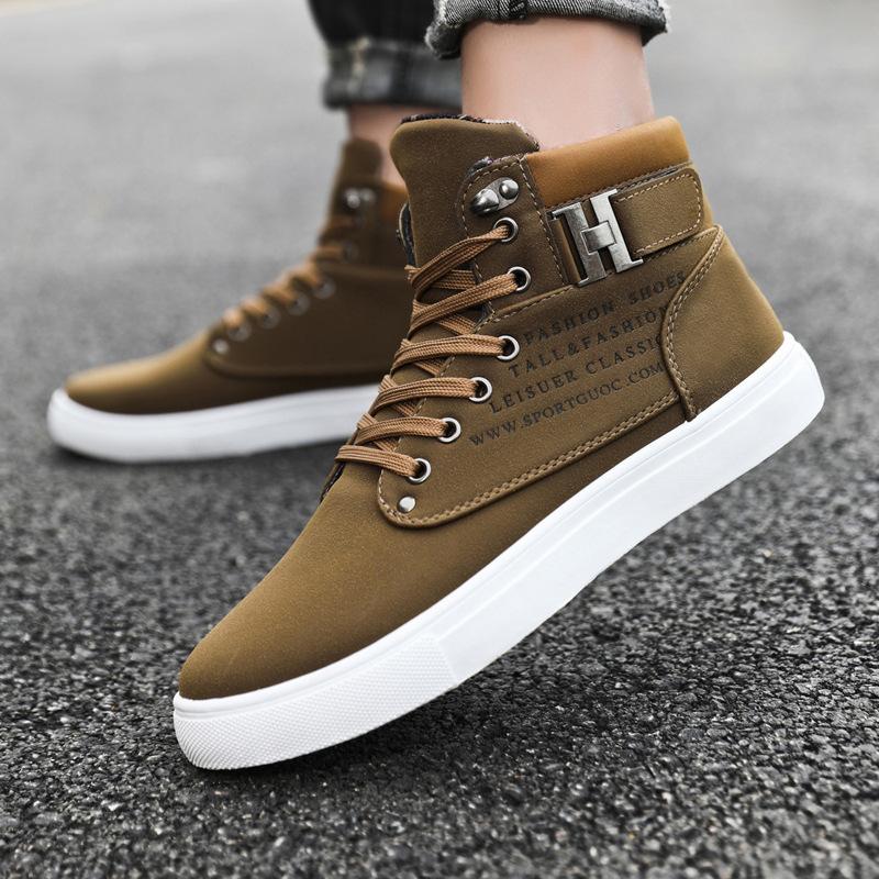 

Мужские высокие кеды на шнуровке, повседневные туфли без застежек, туфли на плоской подошве с круглым носком 43