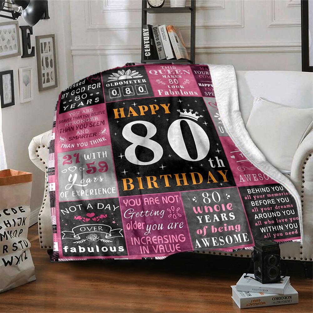 80Th Birthday Celebration Throw Blanket Warmthful Decor Versatile for Sofa Couch Office Bed Picnics Ideal for All Seasons Warmthful Gift Y22
