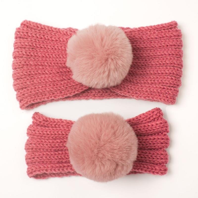 New parent-child autumn and winter warm headscarf set, mother and baby knitted wool headband, girls' headband