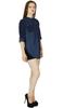 Bimba Women Blue Custom Shirt Casual Denim Top 3 4 Sleeve Formal Button Down