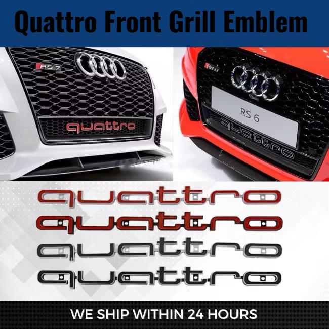 2026 Quattro Emblem 3D ABS Car Front Grille Emblem For Audi A3 A4 A5 A6 A6L A7 A8 Q3 Q5 Q7 S3 S4 S5 RS3 RS4 RS6 Badge Accessories