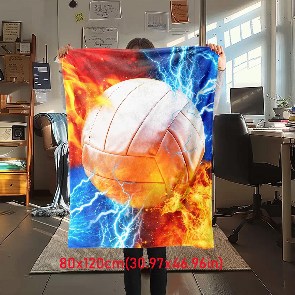 1pc Fireball Lightning Pattern Flannel Throw Blanket All-Season Soft Warmth, Travel Accessories, Contemporary Gift for Home Decor