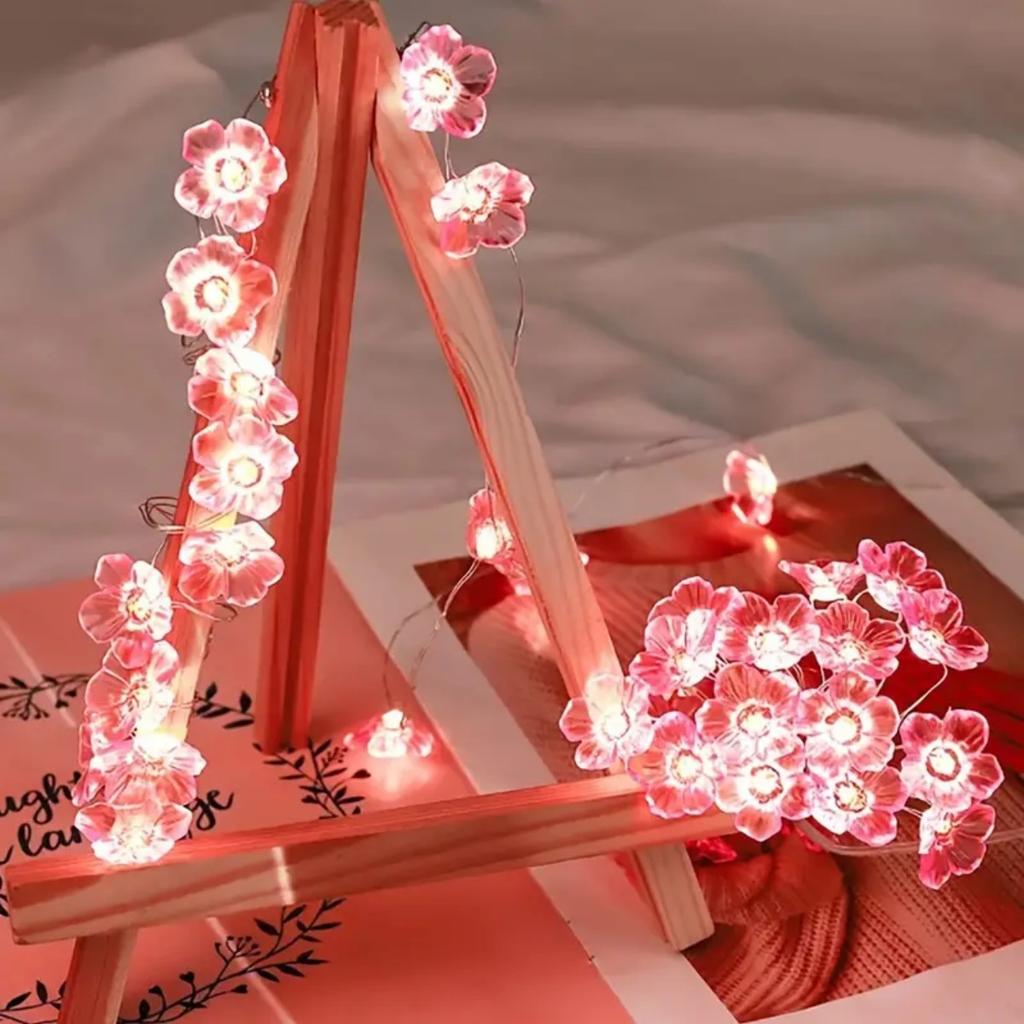 1PC 10/20/30 LED Cherry Blossom Fairy Lights Pink Flower Atmosphere String Lamp Battery Operated  Outdoor Indoor Decorative