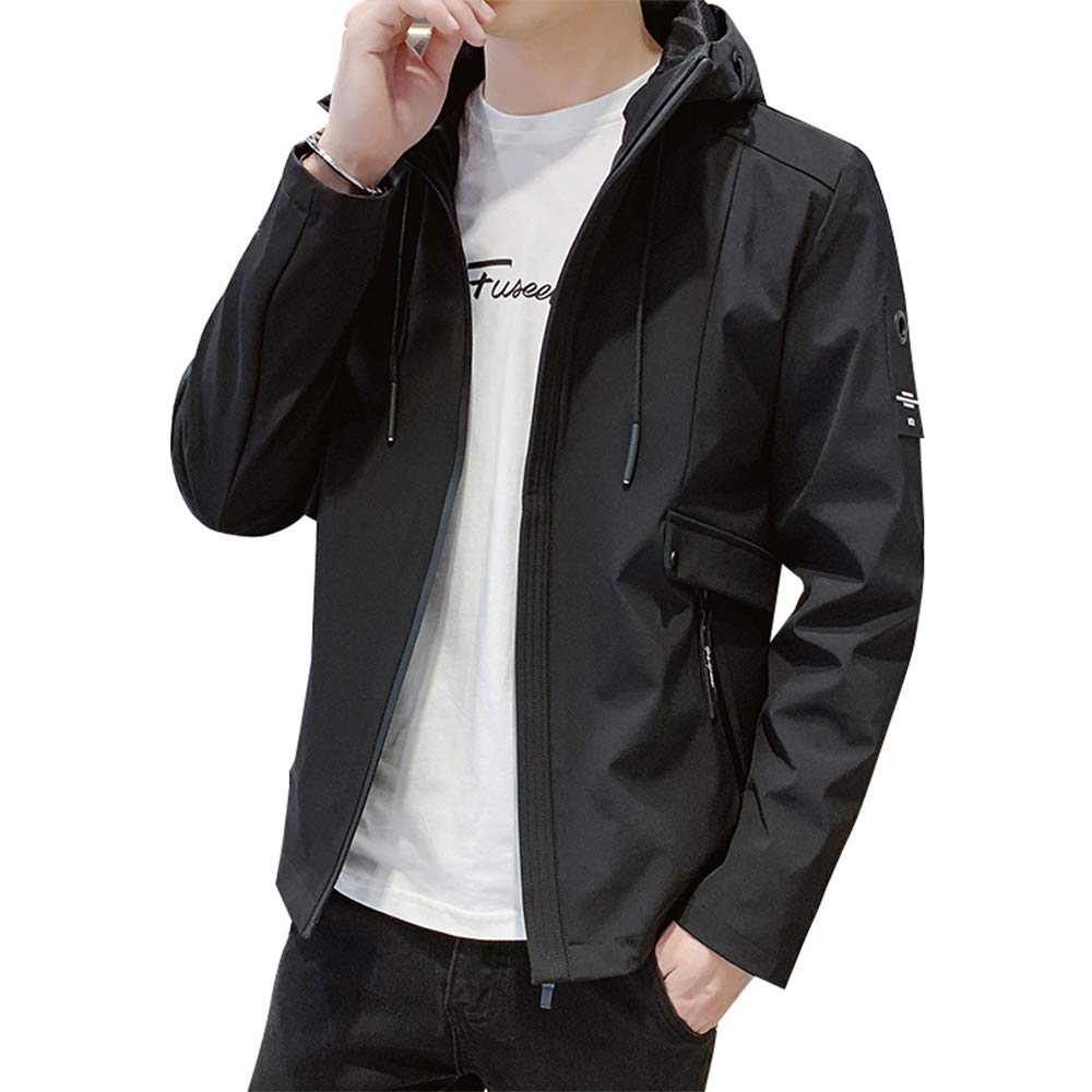 

Poperdision Long Sleeve Solid Color Windbreaker Warm and Casual Outerwear for and Lightweight and Available in Plus Black Men s Jacket, Popular,