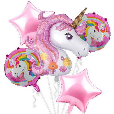 5pcs Cartoon Unicorn  Foil Balloons Birthday Wedding Party Supplies Baby Shower  Balloon Decor