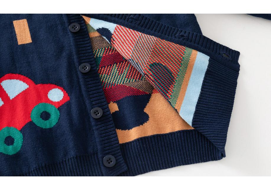 Boys' Cartoon Bear Knit Cardigan Sweater - Spring Style