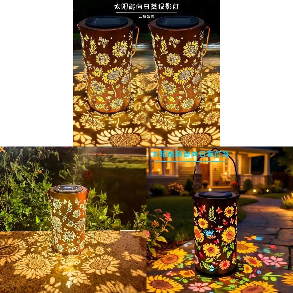 Sonnenblumen-Solar-Gartenleuchte mit Metallskulptur für die Außendekoration des Gartens