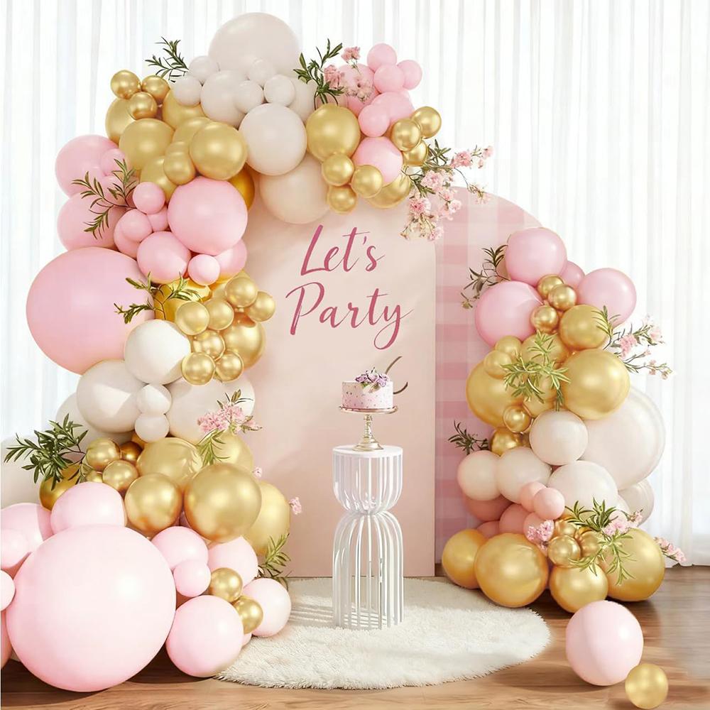 White Sand Balloon Kit Pastel Pink Gold Balloons Garland Arch Home Baby Shower Gender Reveal Wedding Birthday Party Decoration