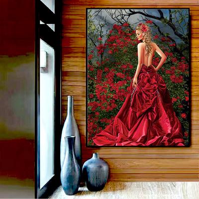 5D Diamond Embroidery Portrait Flower Girl Diamond Painting Portrait Picture Beads Manual Home Decor