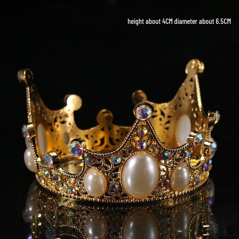Children's Pearl Crystal Tiara Headband - Birthday Crown Cake Decoration and Adult Hair Accessory
