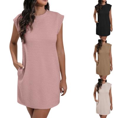 Ladies Casual Fashion Sexy Solid Color Loose Sleeveless Dress