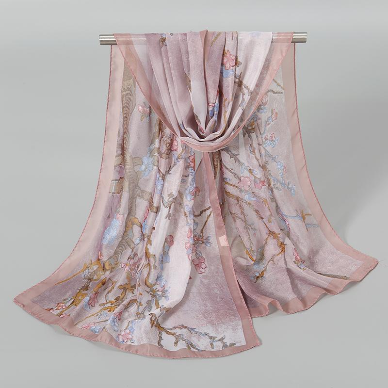 Новый шелковый шифоновый шарф с принтом роз, женский легкий шарф-накидка, летний, для улицы, защита от солнца, длинный шарф 150*50 см