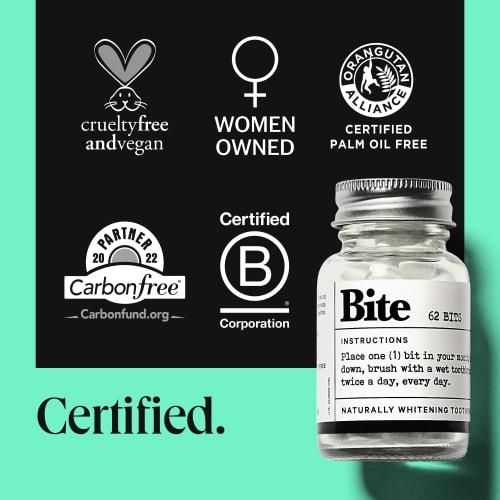 BITE Toothpaste Bits with Nano Hydroxyapatite - Eco and Travel-Friendly Whitening Toothpaste Tablets (Mint) 124.0 Count