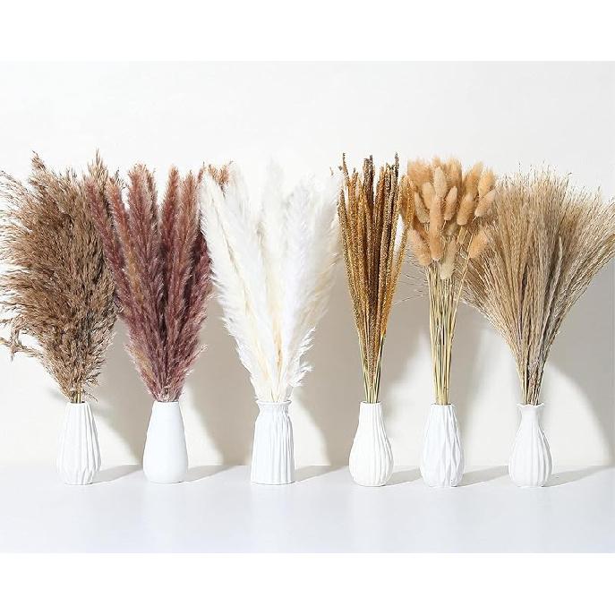 9 Stems Pampas Grass Decor Tall 48''/4 FT, Long Fluffy Dried Pompas Grass, Large Pampas Grass for Floor Vase, Rustic Wedding, Baby Shower, Party,