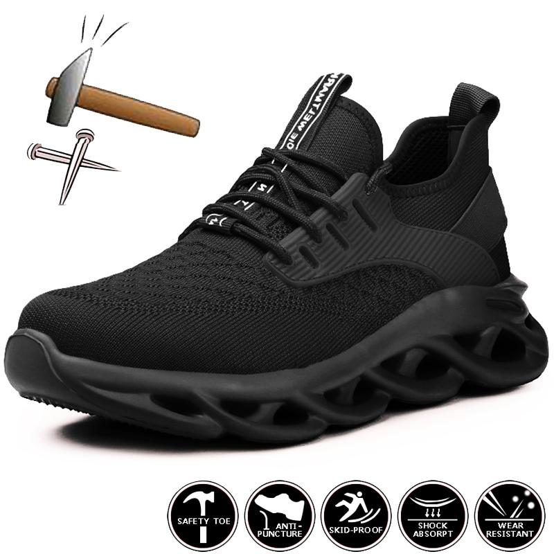 

Защитная обувь со стальным носком, мужские и женские рабочие кроссовки, дышащая неразрушимая рабочая обувь, мужские защитные кроссовки с защитой от проколов, легкие 36