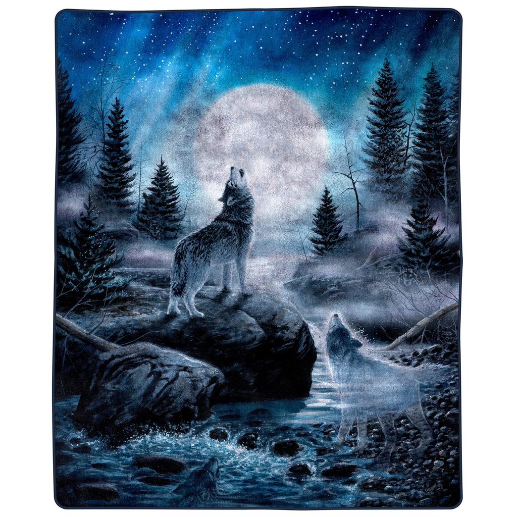 Wolf Deken Wilde Dier Wolf Print Fleece Deken Zacht Lichtgewicht Warm Flanellen Plaid voor Beddengoed Bank Tweepersoons King
