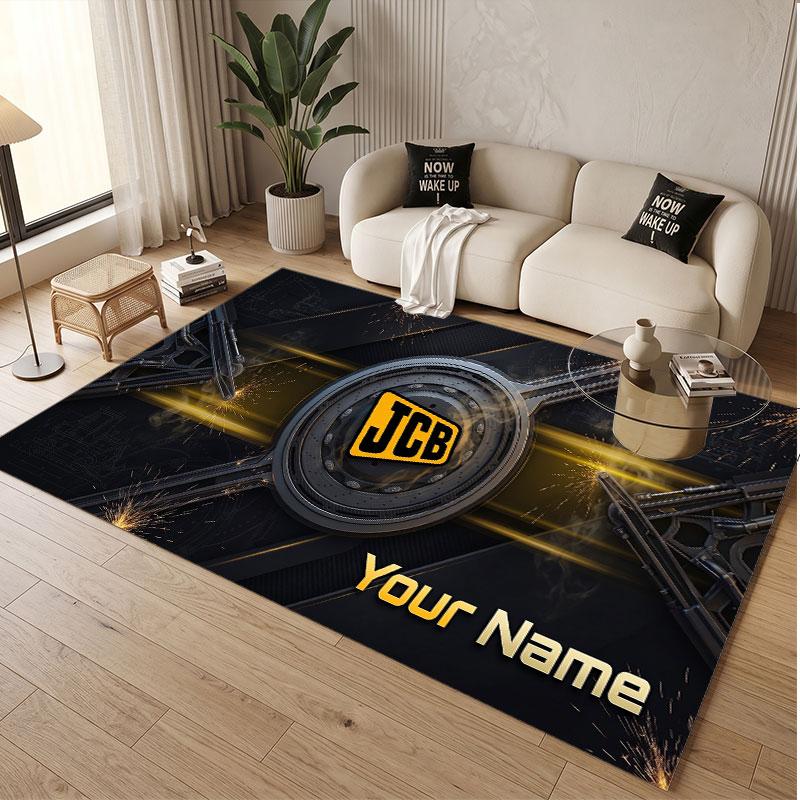Tappeto Personalizzato Stampa Motivo JCB Nome Testo Morbido Antiscivolo Tappeto per Pavimento per Decorazione Interna della Casa
