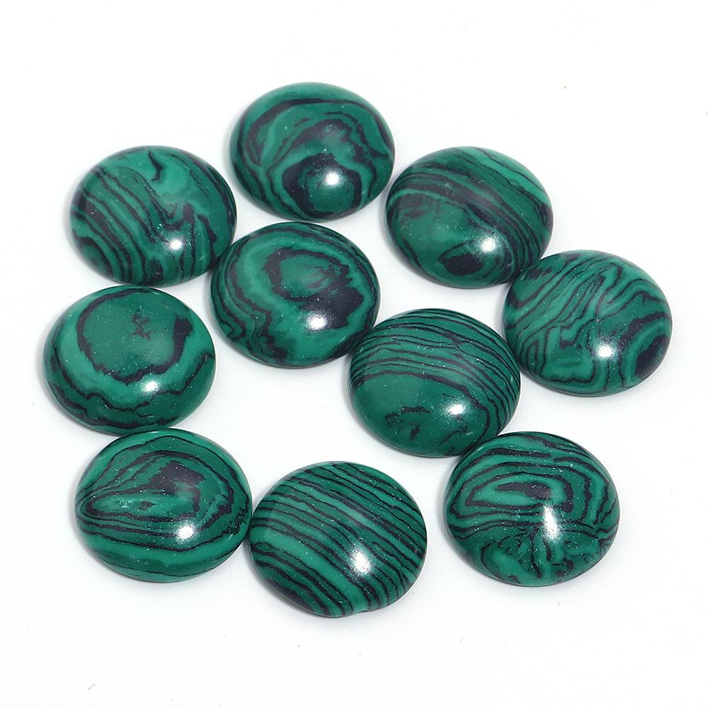 Malachite Natural Stone Beads Cabochon For Jewelry Makin Round Flat Loose Spacer Beads DIY Bracelet Necklace Accessories