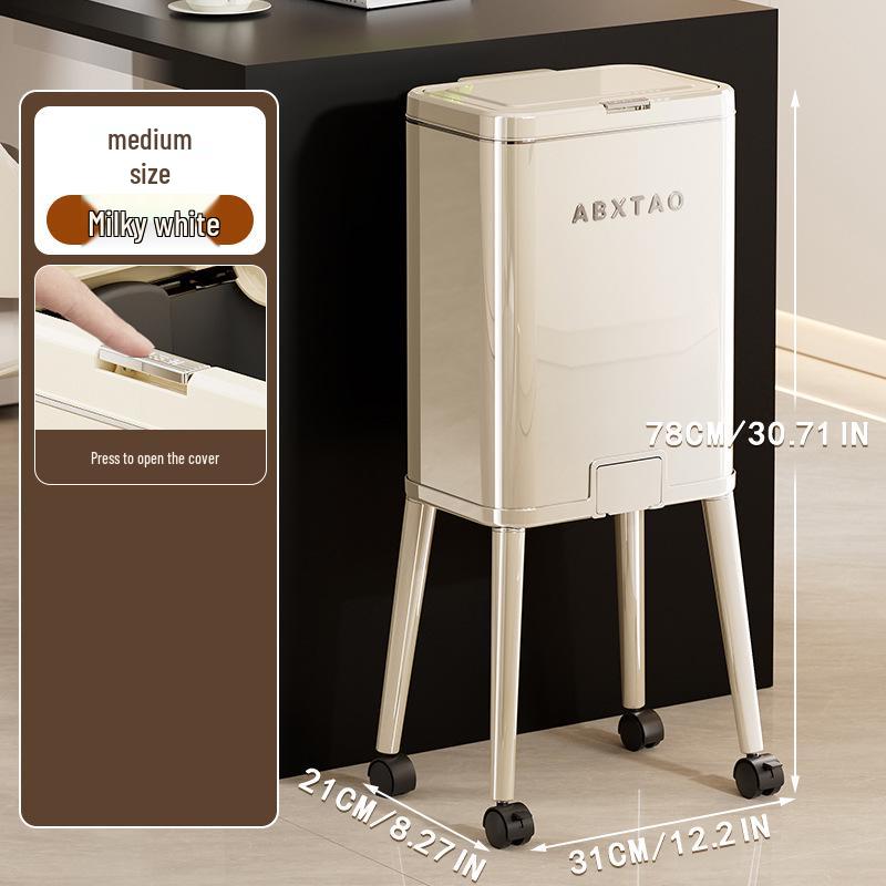 High-Legged Kitchen Trash Can with Wheels - Large Capacity, Narrow Gap, with Lid