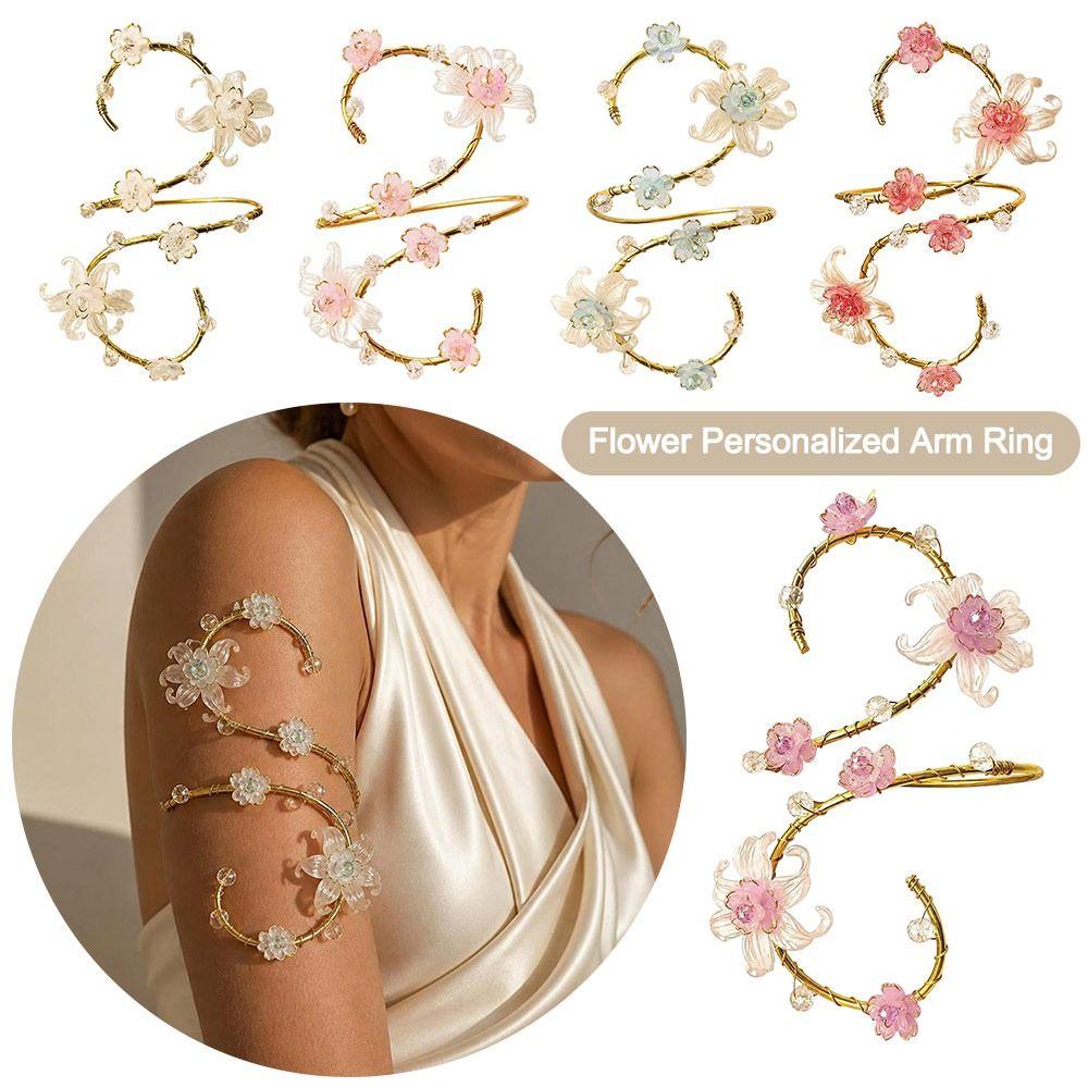 Verstellbares Oberarmarmband Handgefertigter Statement-Armschmuck Mode Blumiger Armband für Damen