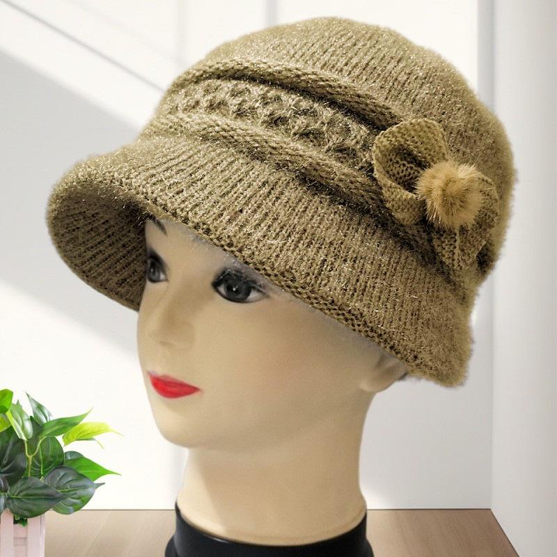 Damen Herbst- & Winter Strickmütze und Schal Set aus Wolle für Mittelalte & Ältere