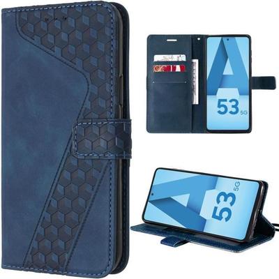 Case - BOOLING - for Samsung Galaxy A53 5G - PU Leather - Card Holder - Adjustable Stand - Navy Blue