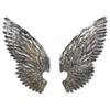 Décoration murale Ailes d'ange patinées argentées pour le mur, fer blanc rétro, 83 cm