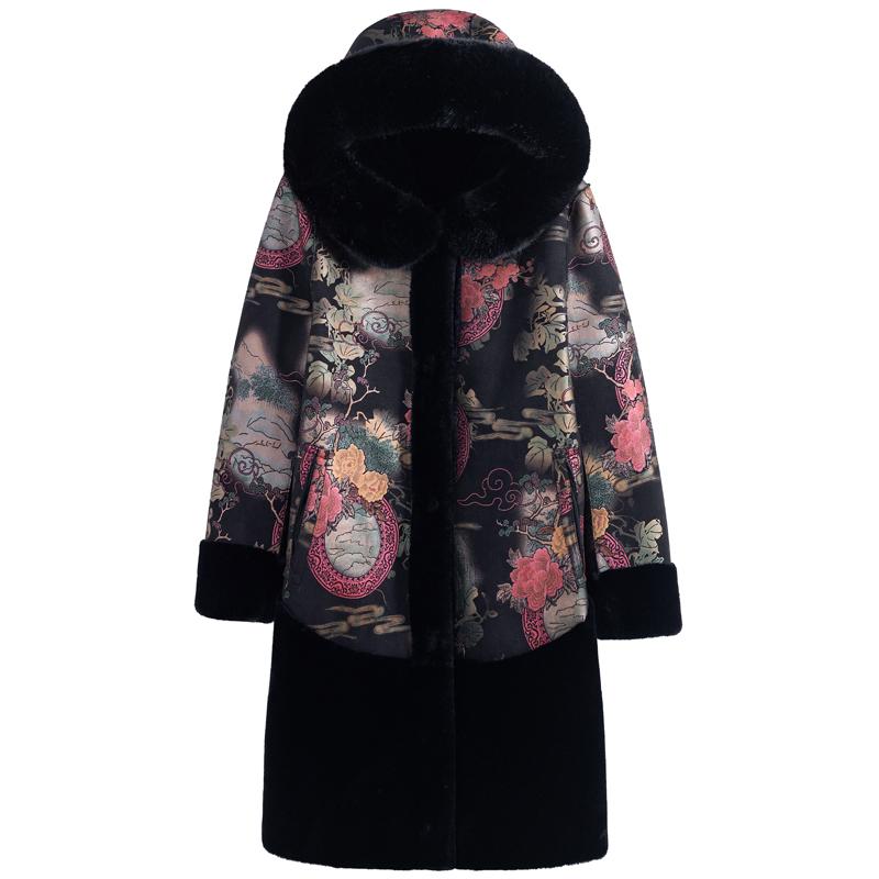 Nositelný z obou stran Dámský dlouhý kabát z umělé kožešiny pro ženy středního věku ve velkých velikostech Zimní svrchní oděv s kapucí Elegantní Hřejivá silná kožešinová bunda pro ženy Oblečení