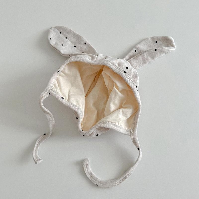 Cute Rabbit Ear Protection Hat Newborn Fetal Hat 0-20M Baby Dot Print Cotton Bonnet Spring Autumn Warm Kid Earmuffs Cap