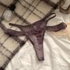 Culotte string sexy en dentelle et résille taille basse pour femme - Été