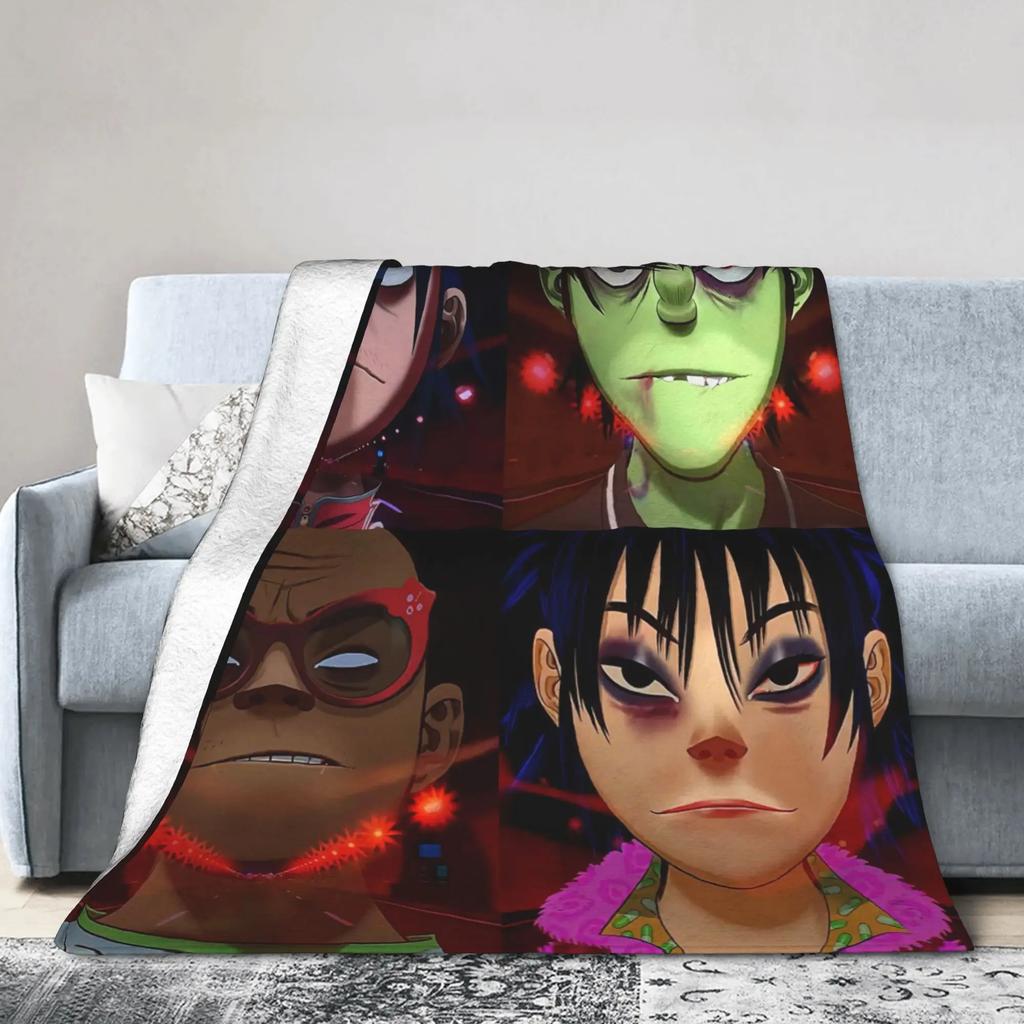 Gorillaz Music Band Plush Throw Blanket  Soft Warm Flannel Blanket for Bed Bedroom Students Novelty Gift
