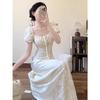 French first love pure square neck dress children's summer 2026 new waist temperament bubble sleeves fairy long dress