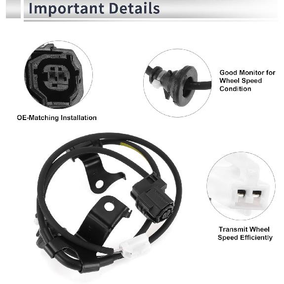 Rear Right ABS Wheel Speed Sensor for Toyota Yaris 2007-2009, for Scion XD 2008-2009 ABS Sensor Anti-lock Braking System Sensor No.8951652090 1 Pcs