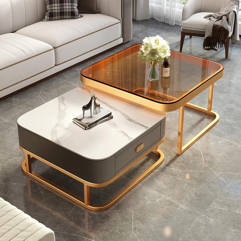 Coffee table living room home light luxury rock board net red table modern minimalist small apartment new square coffee table
