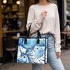 Blue Watercolor Unicorn Fashion Large Capacity Casual Daily Tote Bag for Women Portable Versatile Outdoor Shoulder Bag
