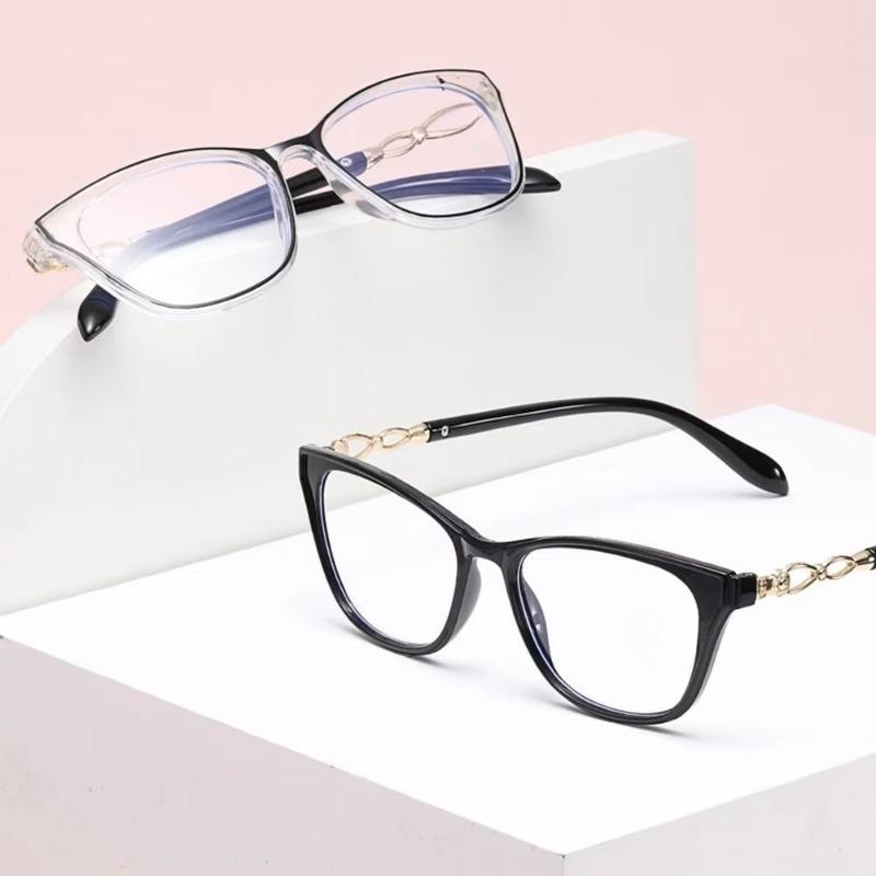 Cat Eye Reading Glasses Women Fashion Anti-Blue Light Metal Chain Legs Eyeglasses Vintage Presbyopic Eyewear
