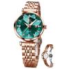 Women's Quartz Watch Simple Dial Luminous Waterproof Date Green Valentine's Day Gift