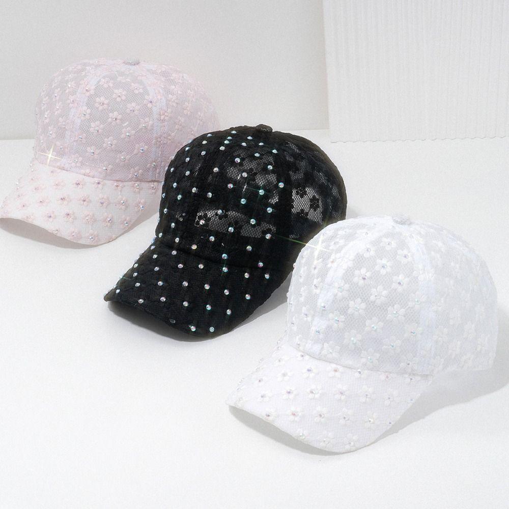 Gorra de Béisbol Ligera de Verano Bordado de Flores Sombrero para el Sol para Exteriores Moda Femenina