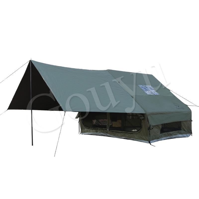 Army Green 6.3m² Inflatable Camping Tent with Canopy - Waterproof, Ideal for Overnight Camping