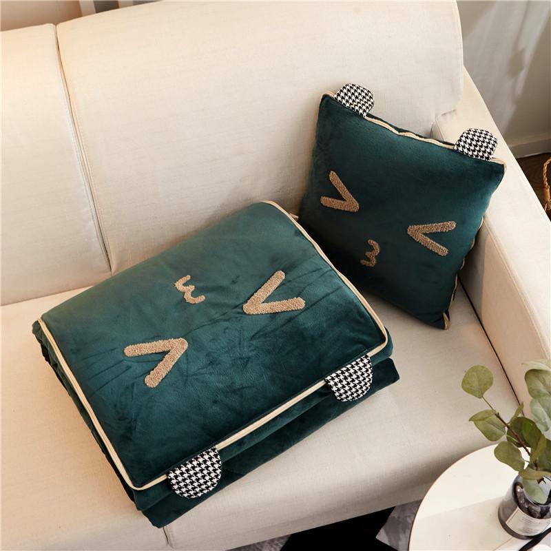 

Cartoon Thickened Throw Blanket & Pillow - Dual-Use Crystal Velvet, Super Soft Sofa Backrest Cushion 40x40 to 110x150