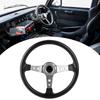 14in 350mm Universal Aluminum PU Leather Car Sport Racing Drift Steering Wheel Silver